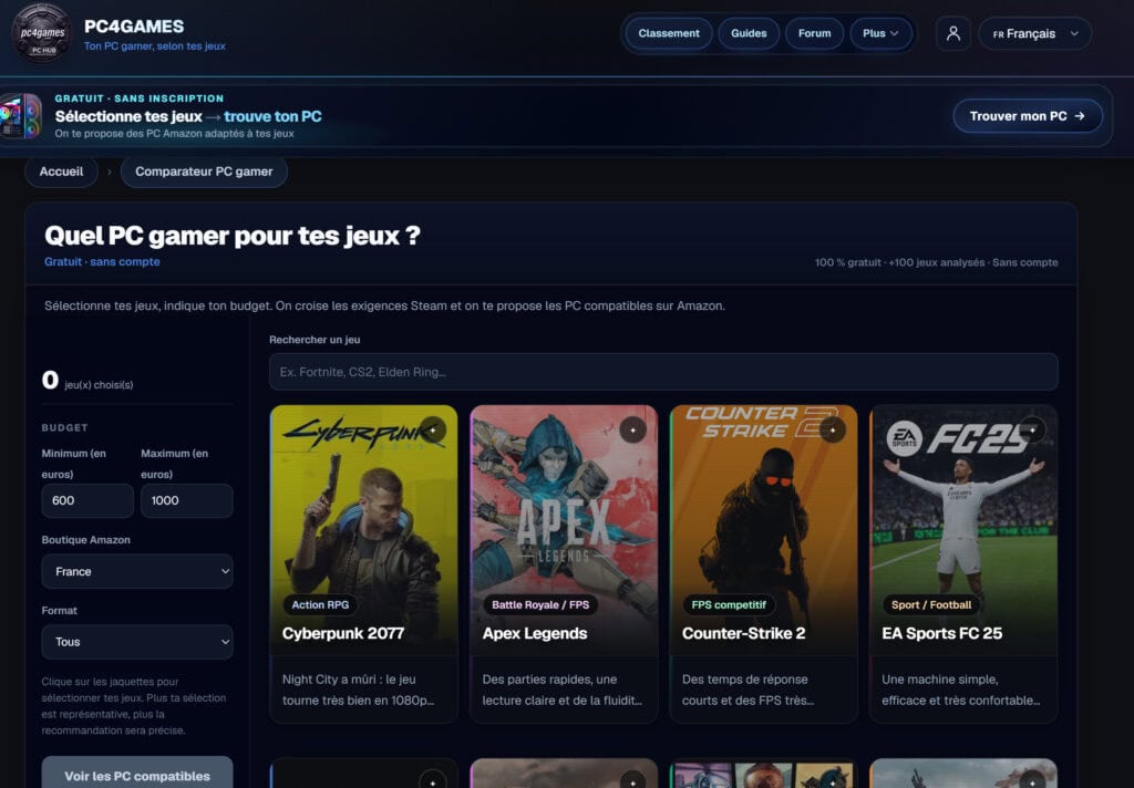 comparateur config gamer pc4games