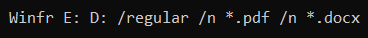 Windows file recovery ou bien docx