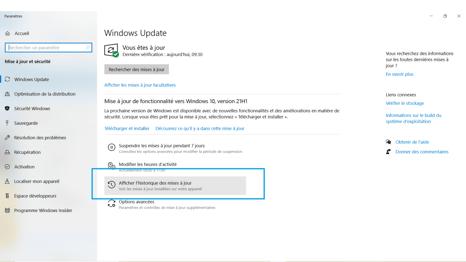 Afficher Historique Des Mises à Jour Windows 10