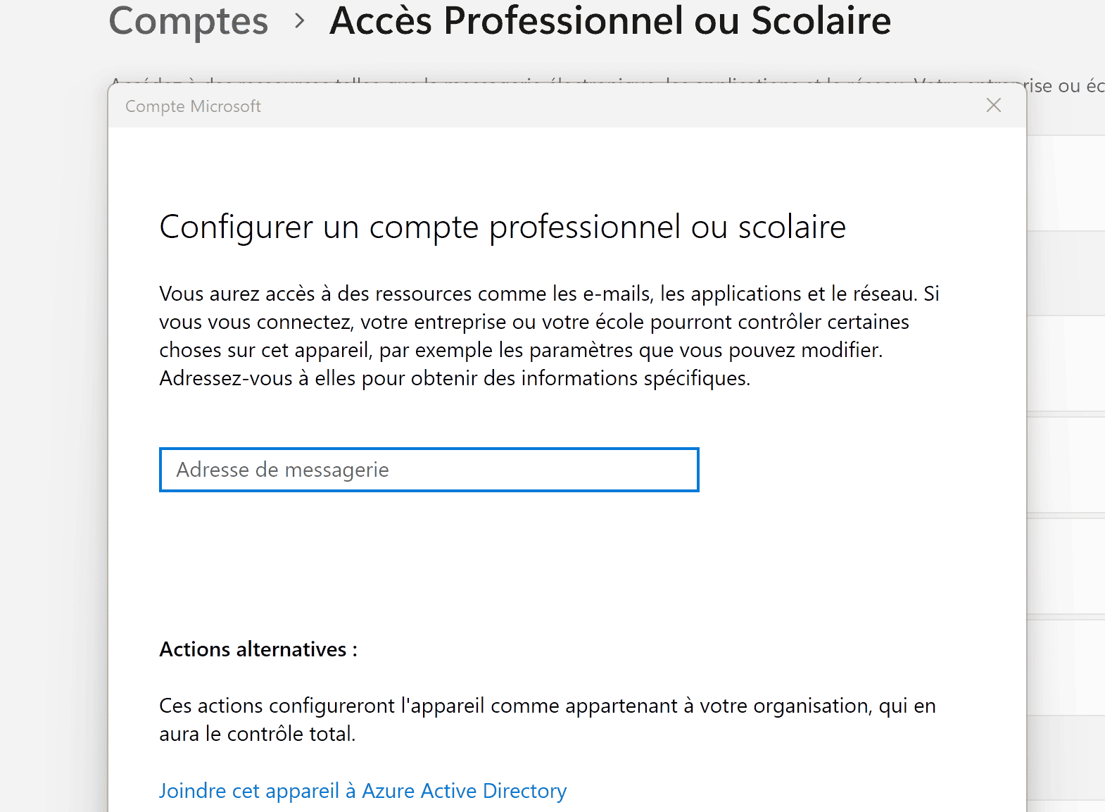 Ajout Compte Professionnel Windows 11 Pro