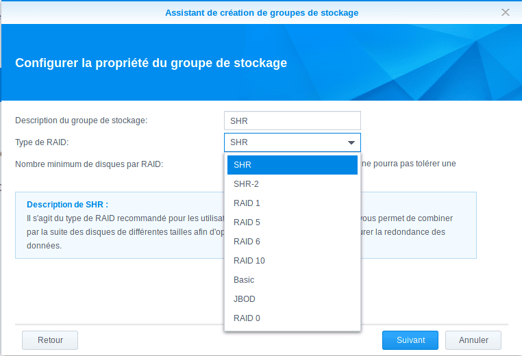 Choix du type de raid pour l'installation d'un Synology