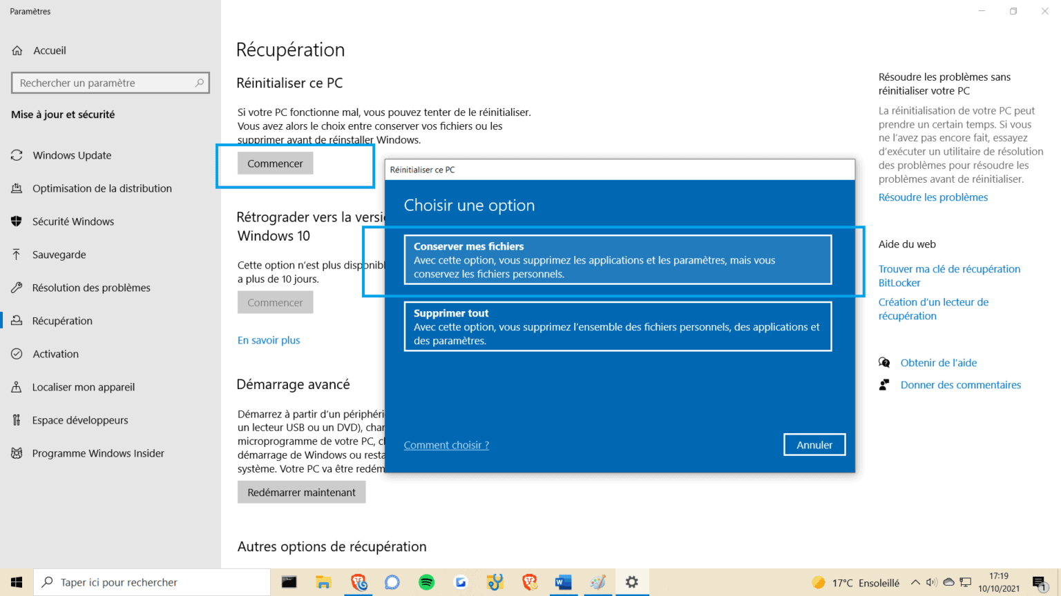 Conserver Mes Fichiers Windows 10 Reinitialisation