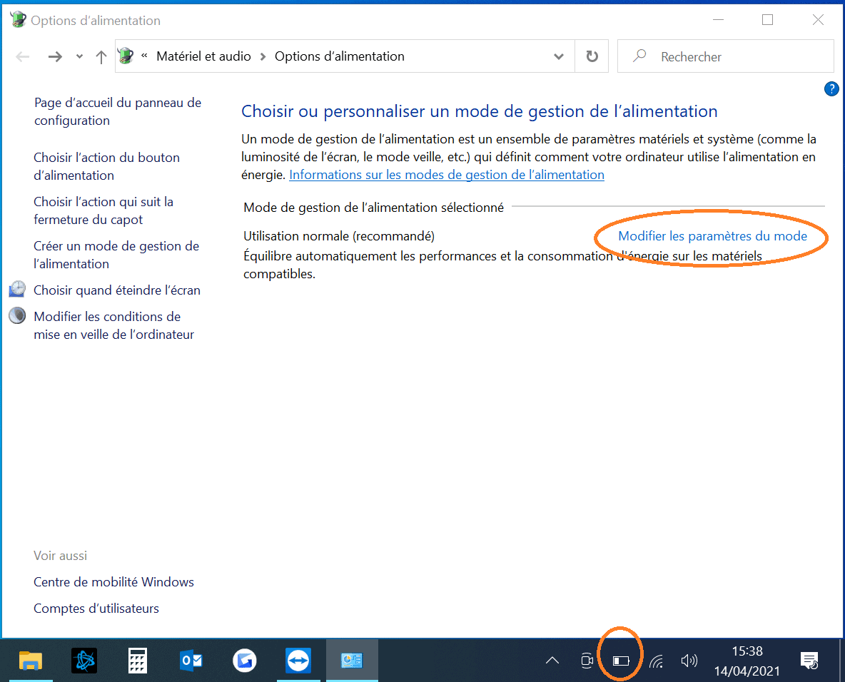 Modifier Parametrs Alimentation Windows 10