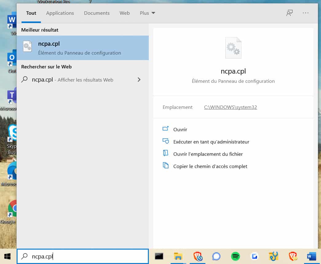 Ncpa.cpl Windows 10