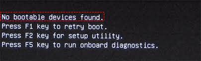 Réparation de l'érreur No Bootable Device Found