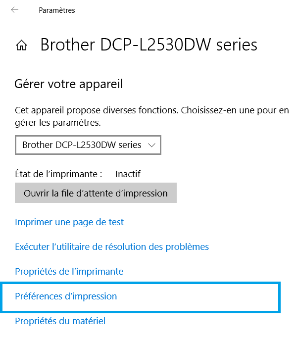 Preferences Impression Windows 10