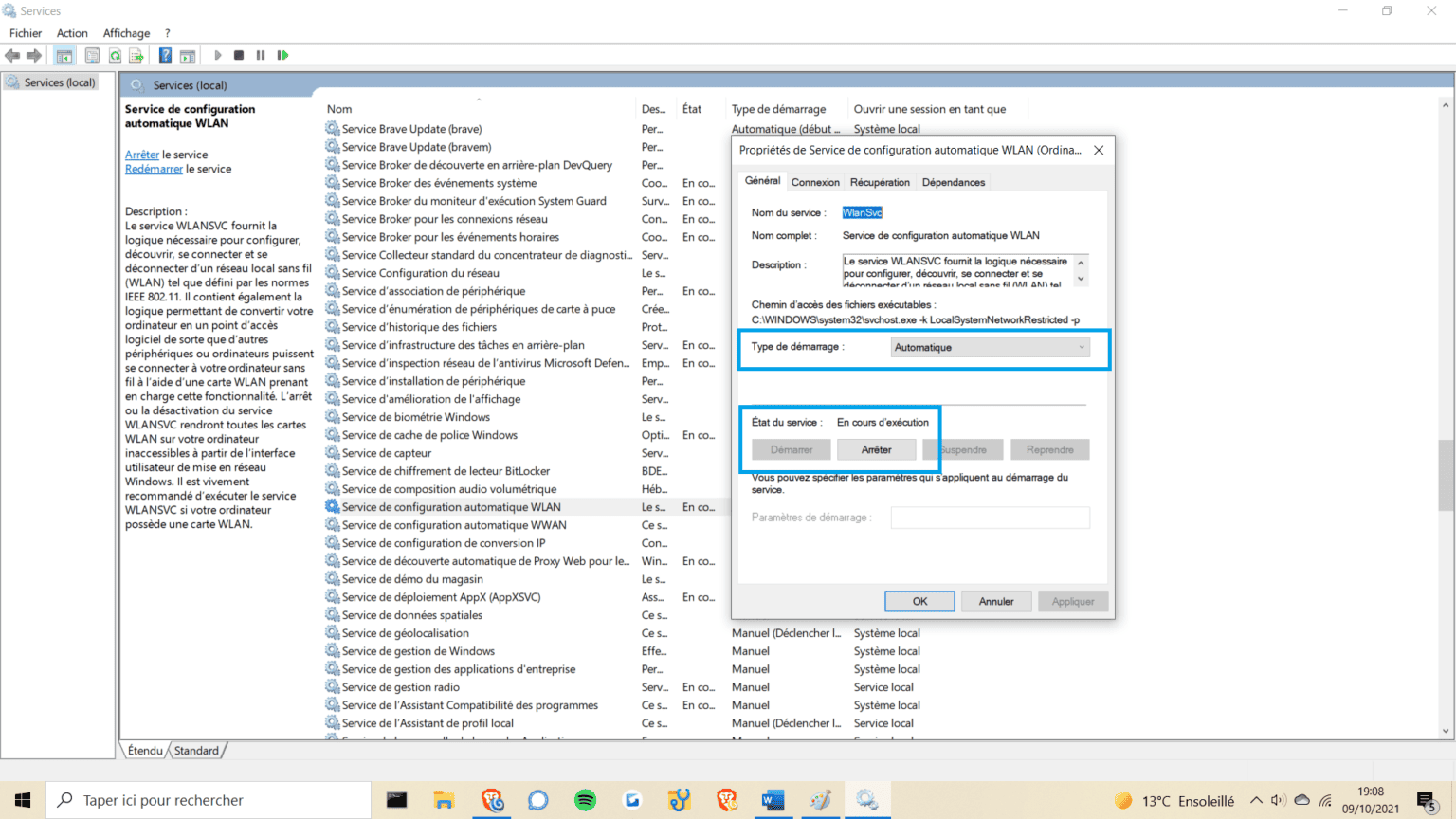 Propriete Service De Configuration Automatique Windows 10