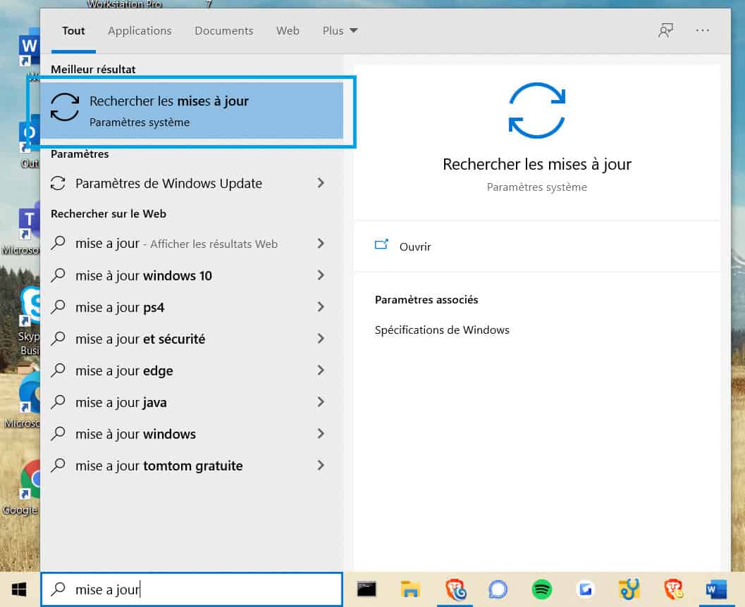 Recherche Mise A Jour Windows 10