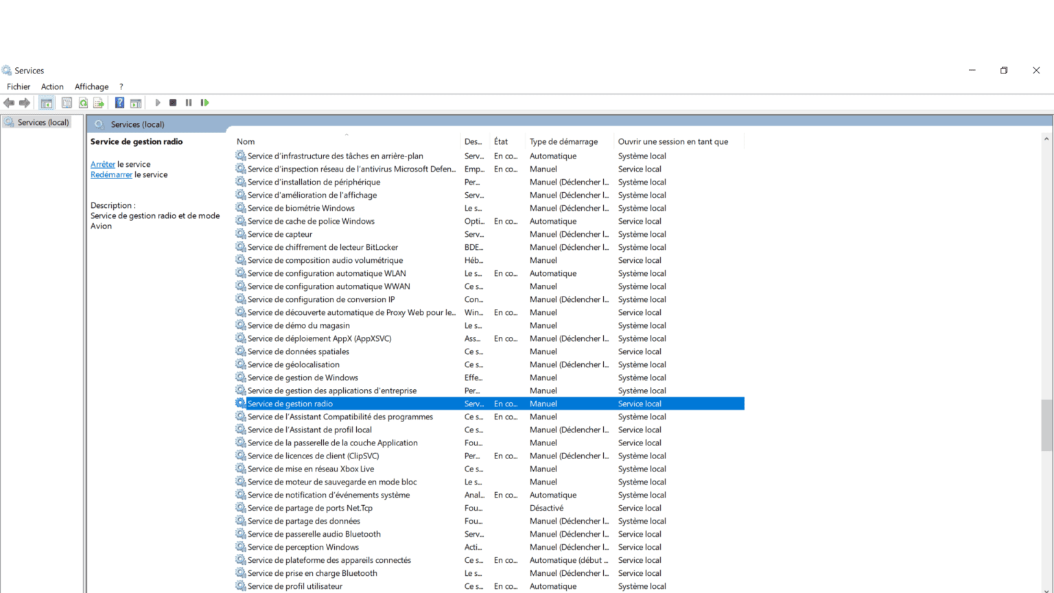 Service De Gestion De Radio Windows