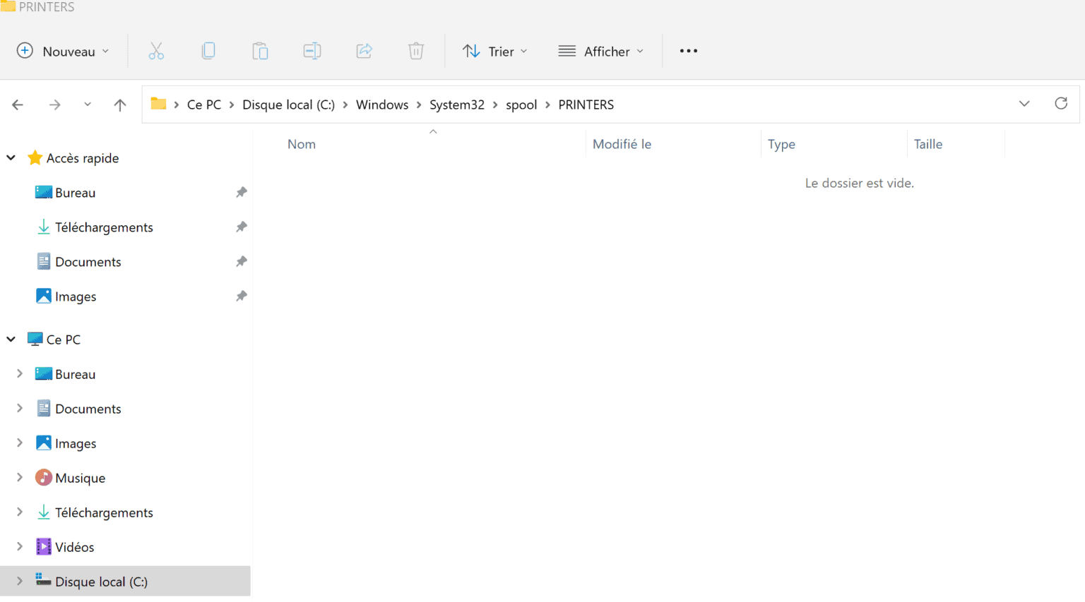 Vider Spooler Impression Windows 10