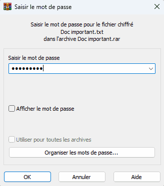 Winrar Saisir Le Mot De Passe