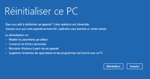 Lancer Reinitialisation