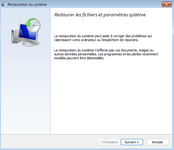 Restaurer Fichiers Et Parametres Systeme
