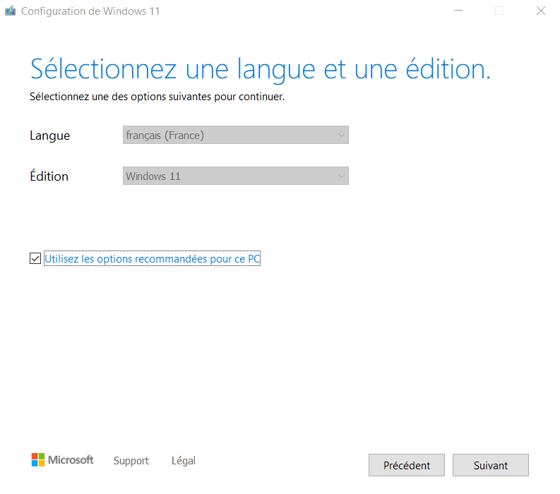 Selectionner Langue