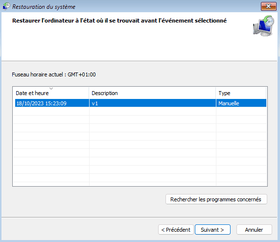 Selectionner Point Restauration
