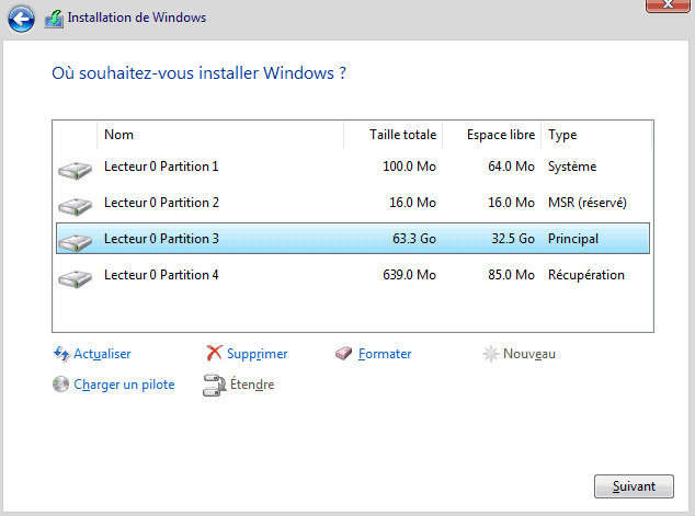 Supprimer Partitions